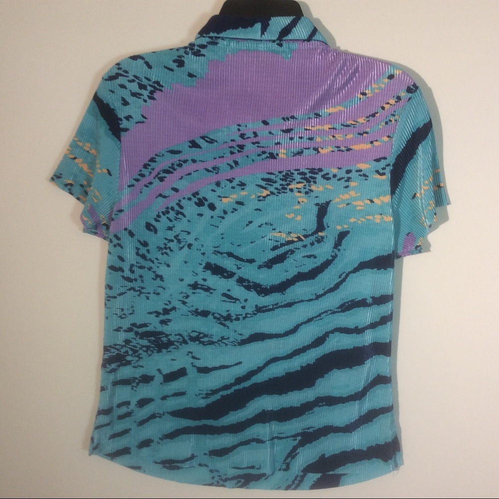 Jamie Sadock Blue Teal Purple Textured Quarter Zip Golf Polo Shirt Pullover Top - Picture 5 of 5